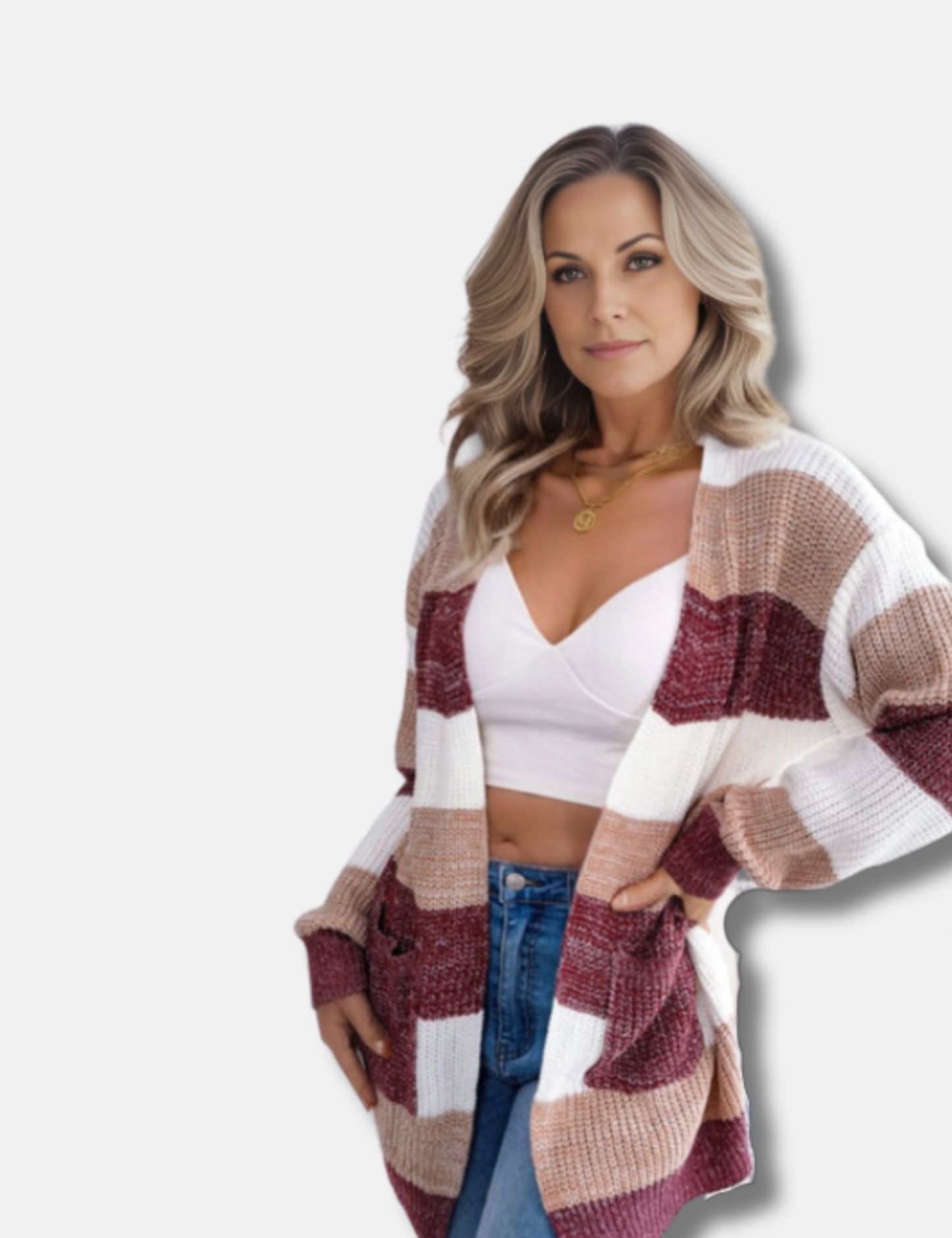 Long striped women's vest