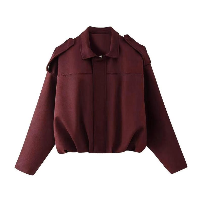 Elegant Leather Bomber Jacket