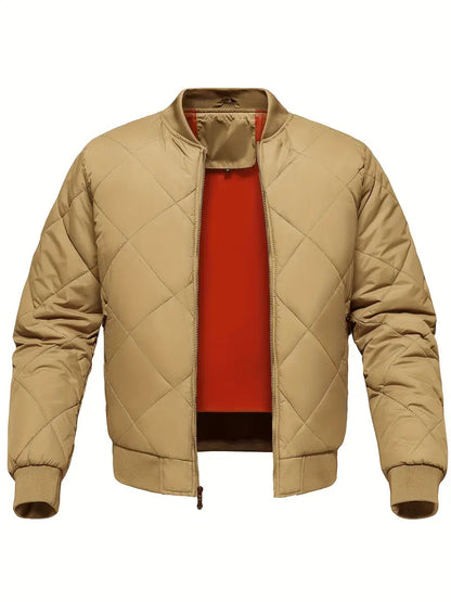 Men's Warm Quilted Jacket with Zipper