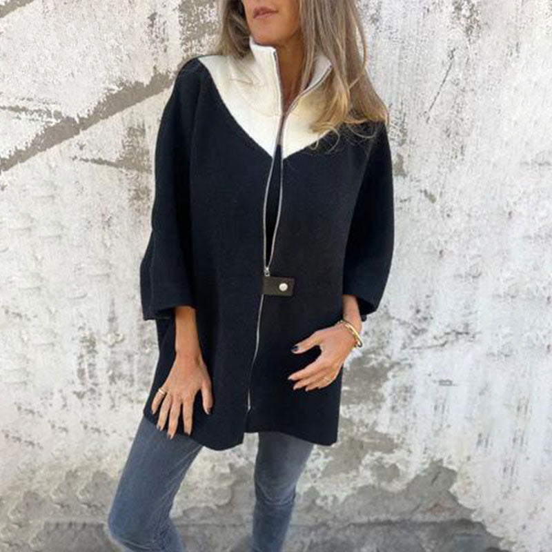 Stylish Women's Two-Tone Coat Elegant Design