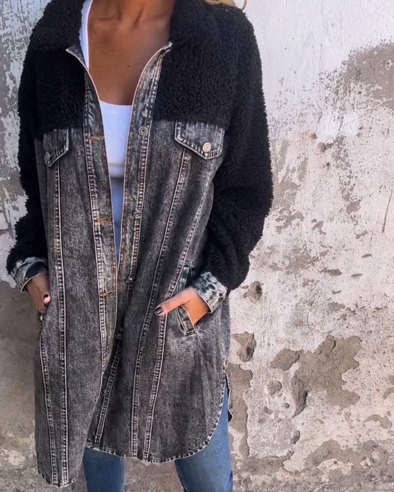 Stylish Denim Jacket Lapel Single Breasted