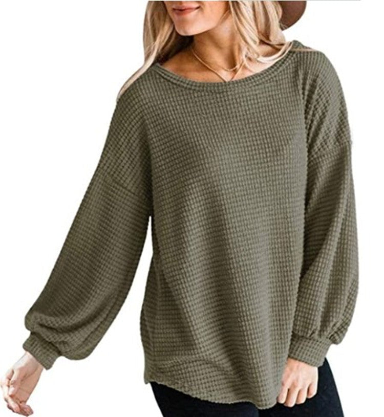 Olivia - Comfortable Waffle Knit Relaxed Fit Pullover