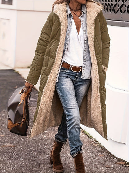 Elegant Women's Winter Jacket Long Quilted Fleece Lined