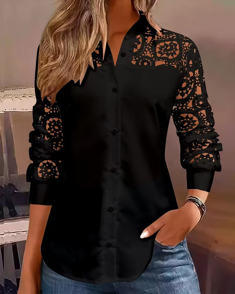 Elegant Women's Solid Lace Patchwork Dress