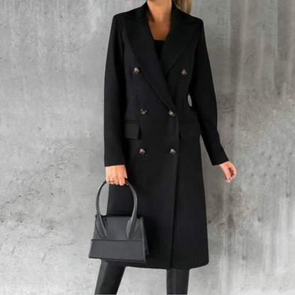 Women's Long Double-Breasted Elegant Trench Coat