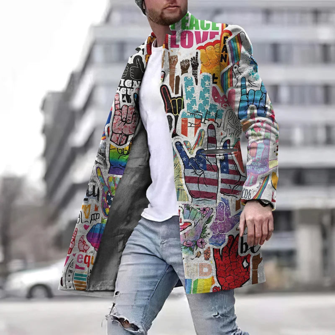 Herren Mantel Karo Lang Mantel - IdealeKleiden