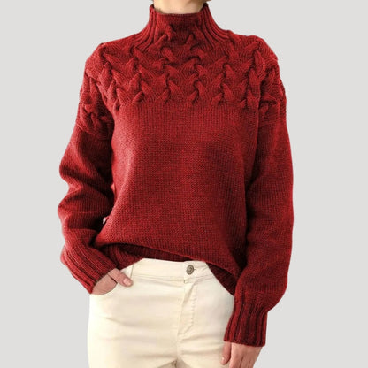 Women's Spring Sweater Cable Knit High Collar