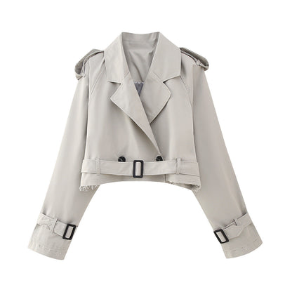 Elegant Trench Coat Women Short Modern Belt