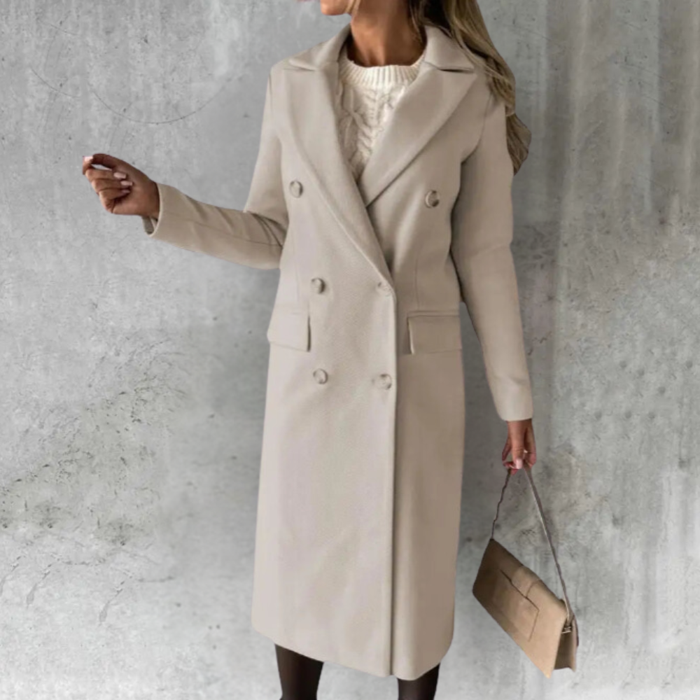 Women's Long Double-Breasted Elegant Trench Coat