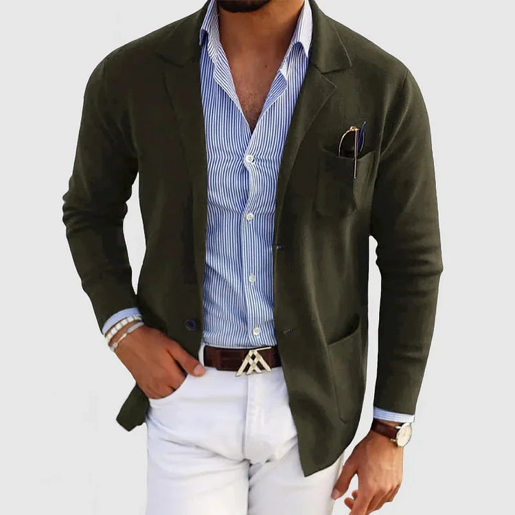 Men's Knitted Blazer Beige Casual