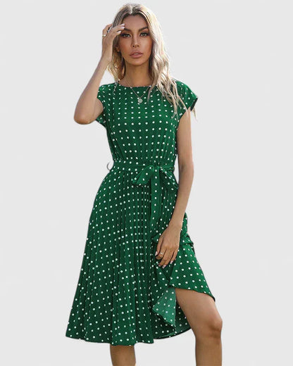 Women's Elegant Short-Sleeved Pleated Dress