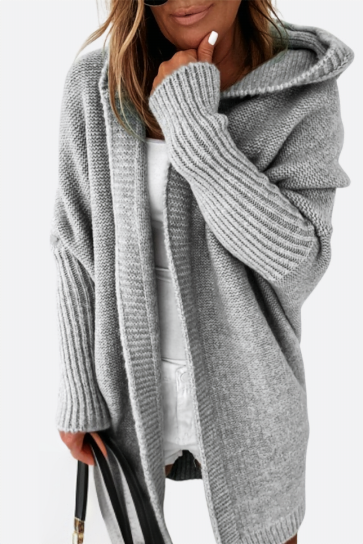 Hooded knit coat