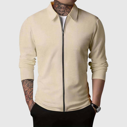 Men's Waffle Knit Warm Zip-Up Jacket