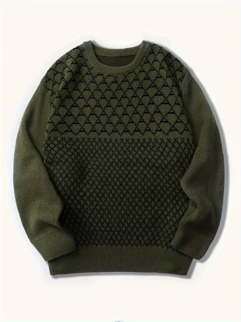 Men's Diamond Pattern Pullover Modern Gift