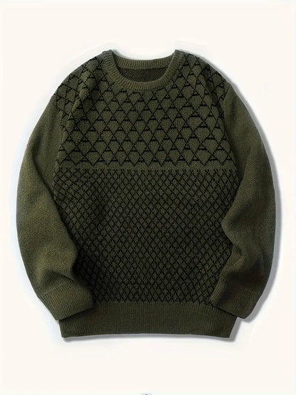 Men's Diamond Pattern Pullover Modern Gift