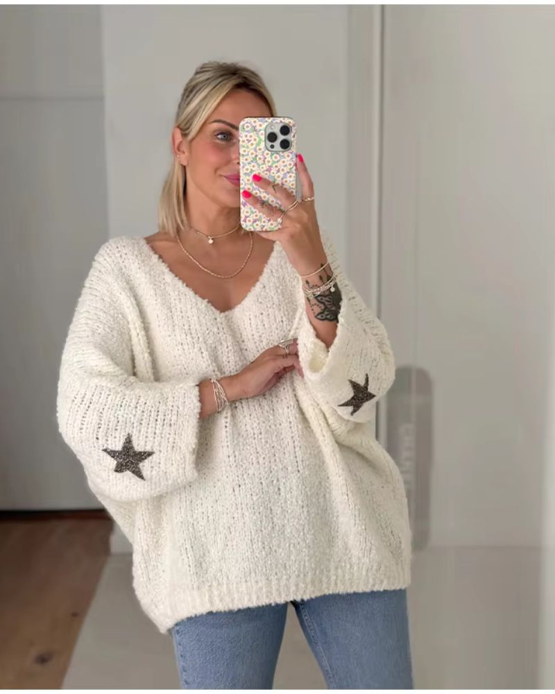 Stilvolle Pullover mit Cuff Stars Detail - IdealeKleiden