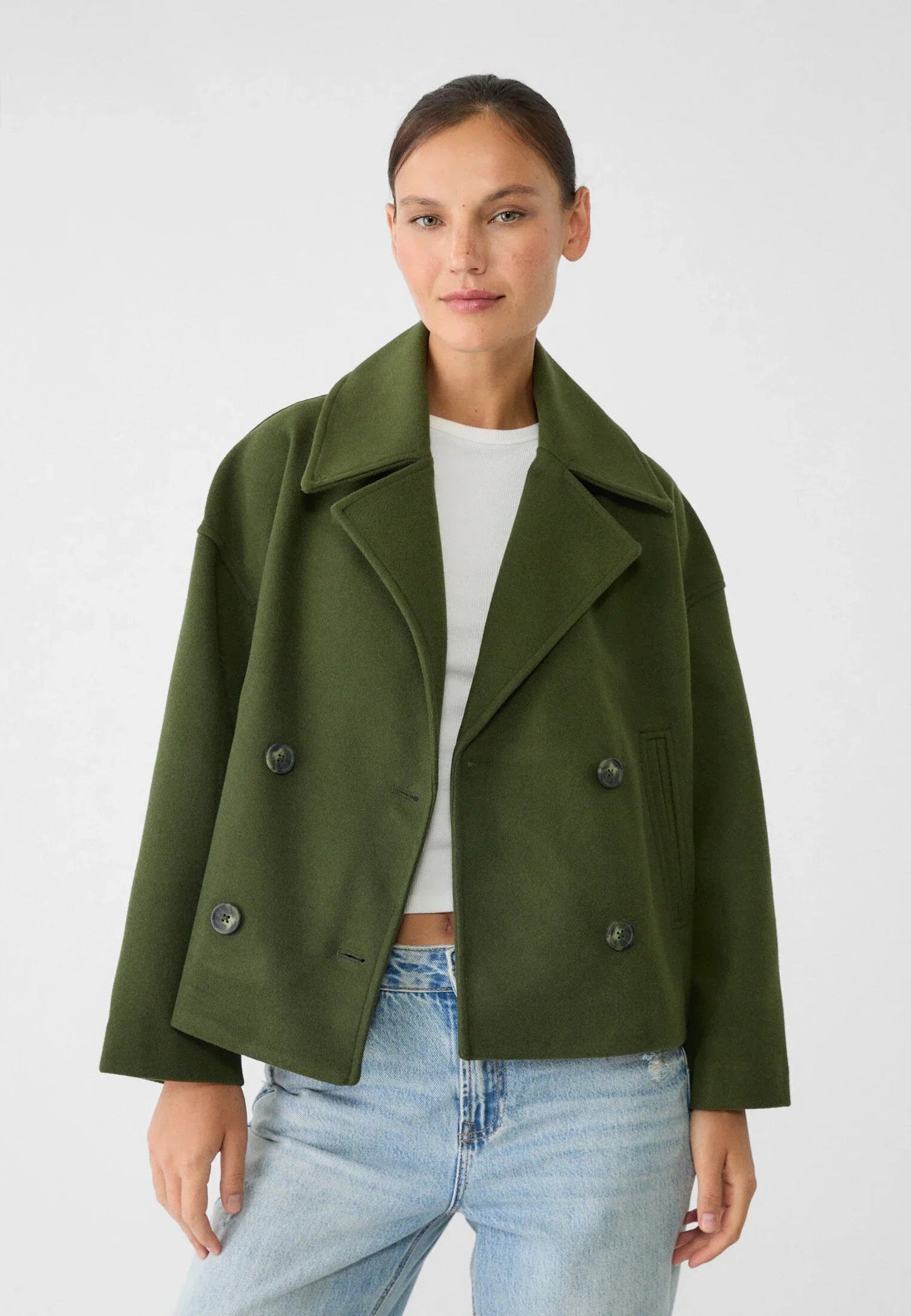 Classic Double-Breasted Short Leather Jacket