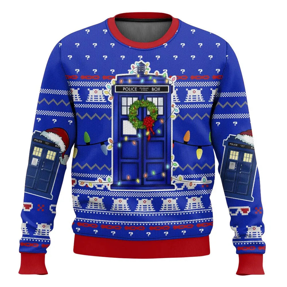 Weihnachtsstrickpullover Tardis Design Wärme Komfort - IdealeKleiden