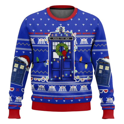Weihnachtsstrickpullover Tardis Design Wärme Komfort - IdealeKleiden