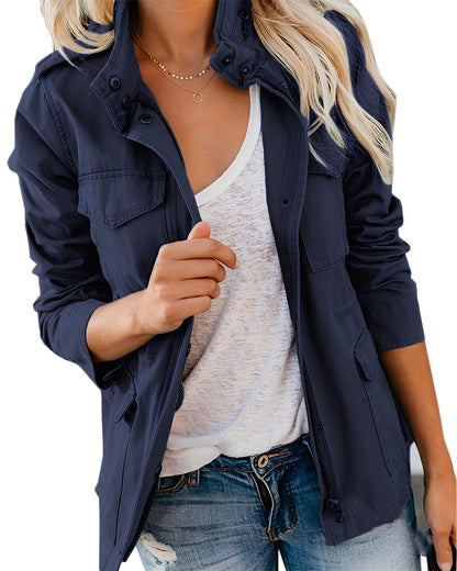 Damen Jeansjacke Bequem Mit Reißverschluss