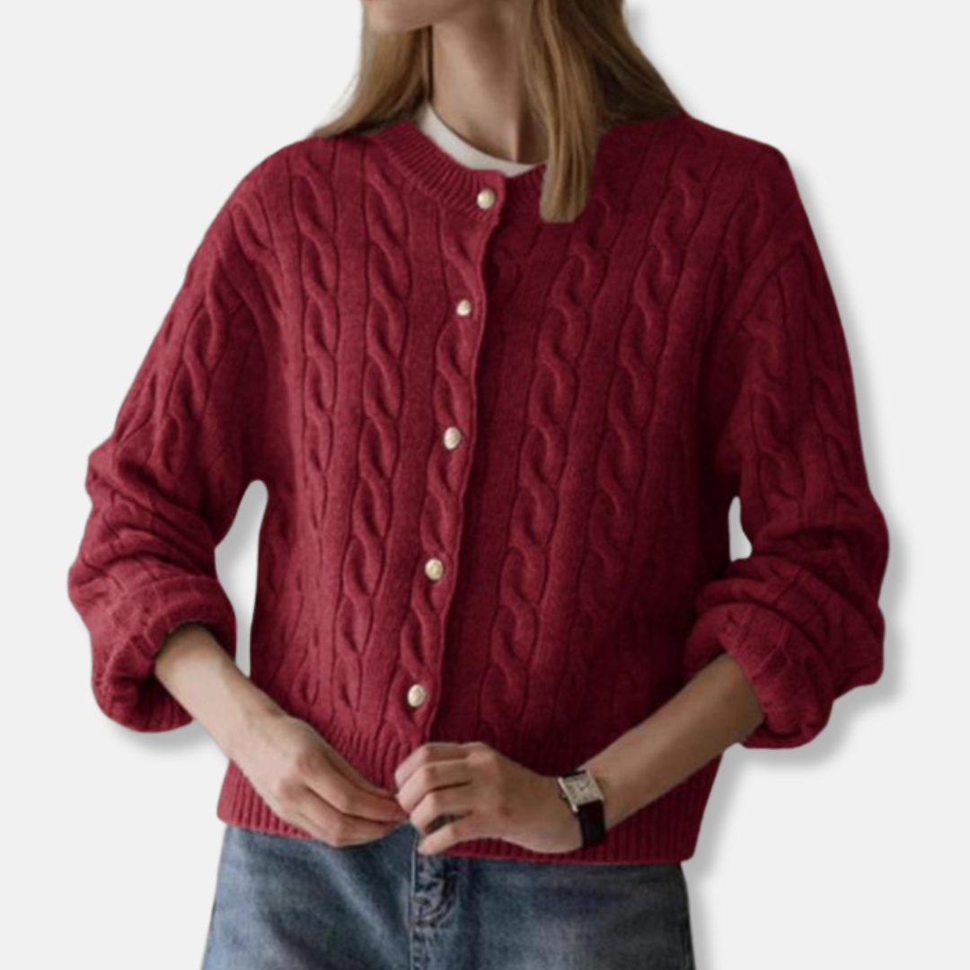 Wool Cardigan Short Round Neck Pullover