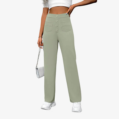 Women's High-Waisted Straight-Leg Trousers