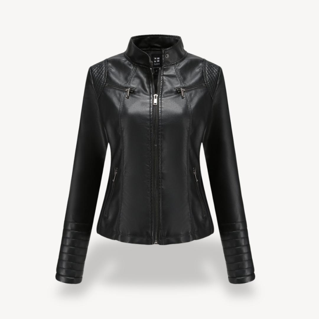 Elegant Women's Leather Biker Jacket