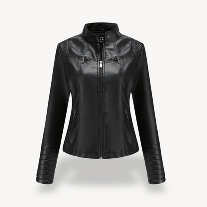 Elegant Women's Leather Biker Jacket