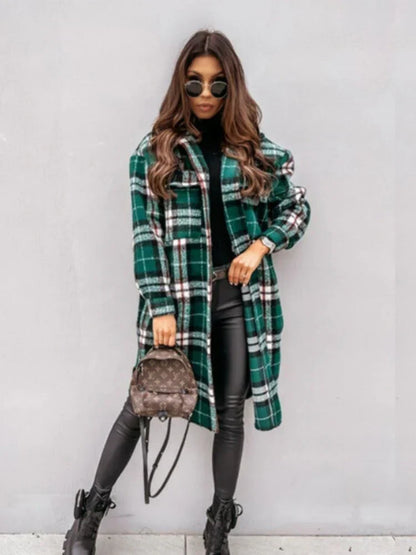 Men's long modern plaid jacket