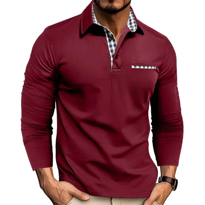 Men's Long-Sleeved Polo Shirt Casual Style