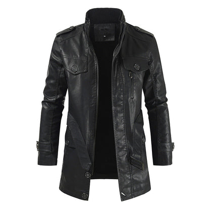 Stylish Men's Long Suede Leather Coat