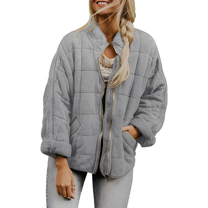 Women's Quilted Jacket With Pockets Warm