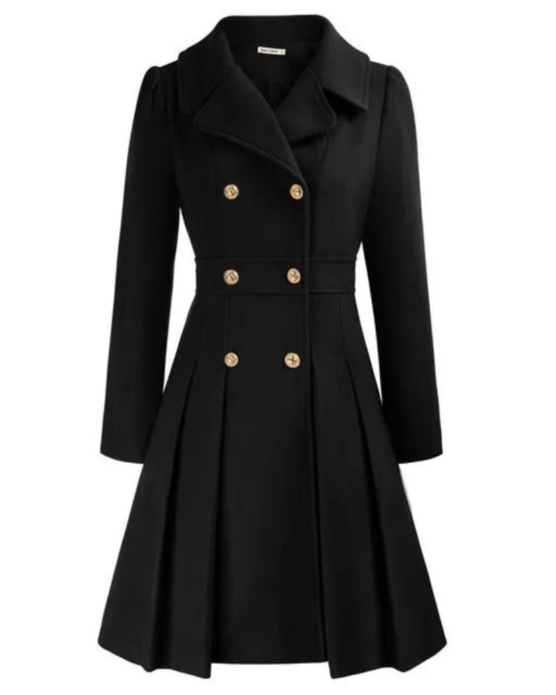 Elegant Women's Pleated Wool Coat