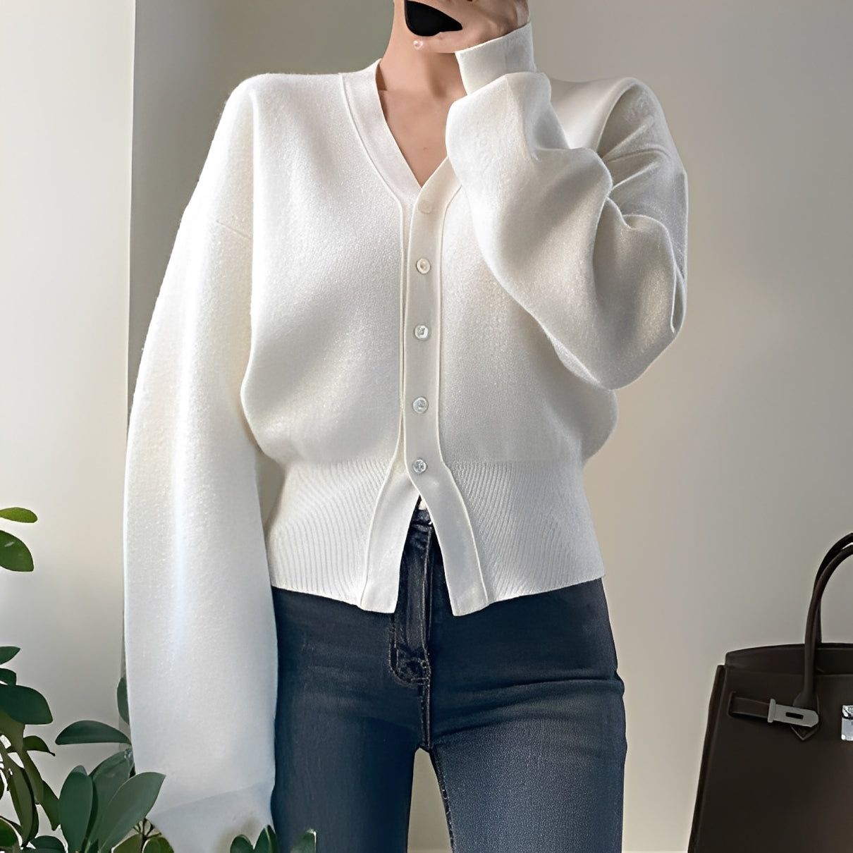 Elegante Strickjacke Damen Klassisches Design - IdealeKleiden