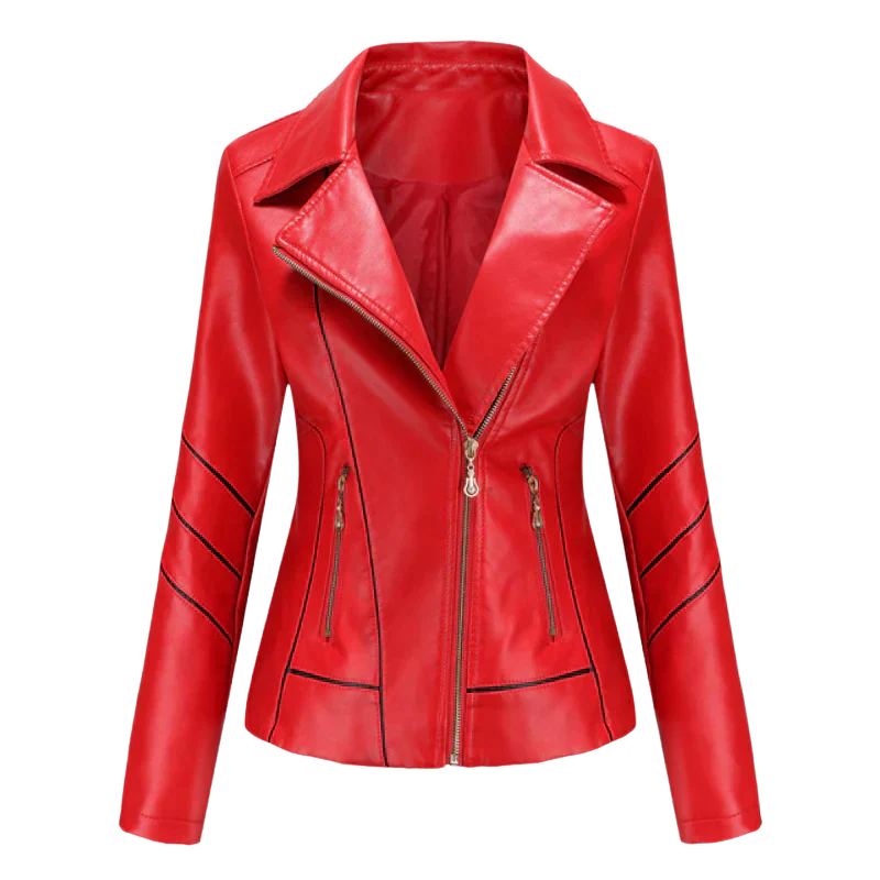 Elegant Leather Jacket Women Slim Fit Design