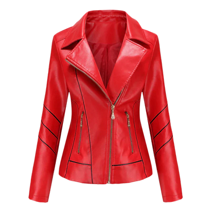 Elegant Leather Jacket Women Slim Fit Design