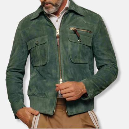 Tailored Leather Jacket Elegant Collar Design