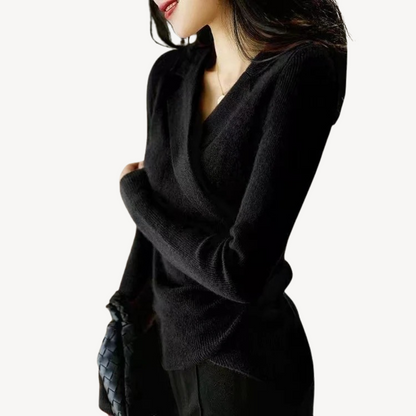Women's Sweater Knit Wrap V-Neck Modern