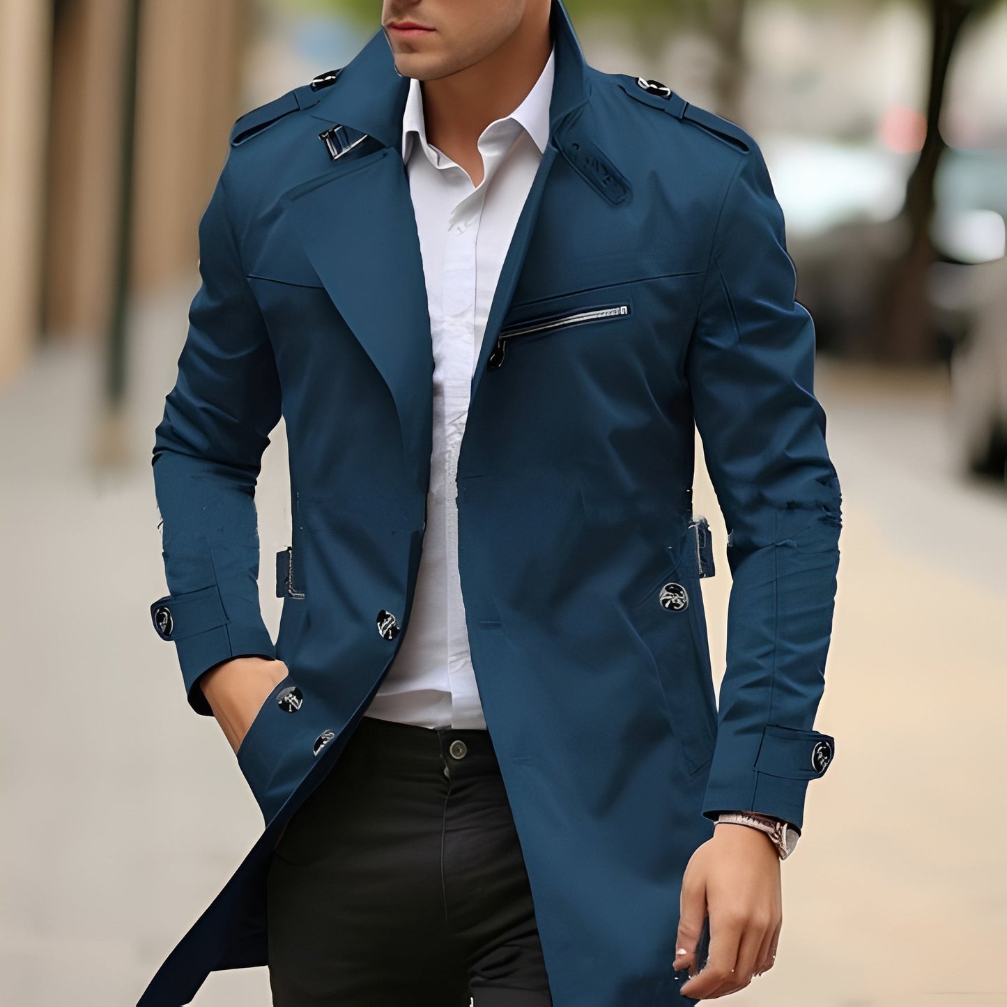 Stylish Men's Trench Coat Elegant Design
