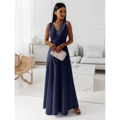 Women's Sleeveless Wrap-Style Summer Maxi Dress