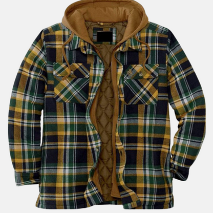 Men's Quilted Jacket Plaid Warm Comfortable