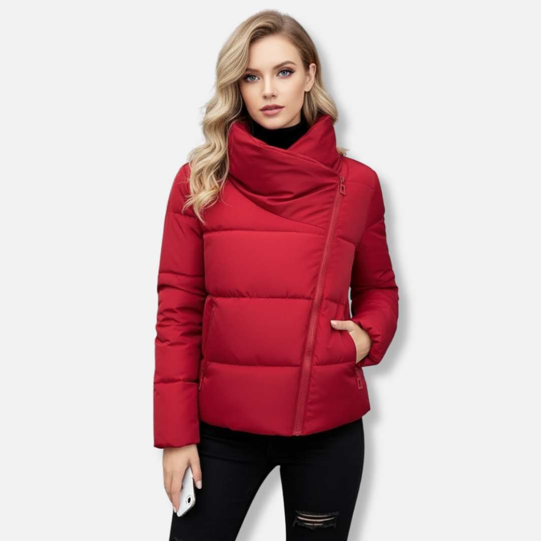 Dress Women Short Funnel Collar Zipper