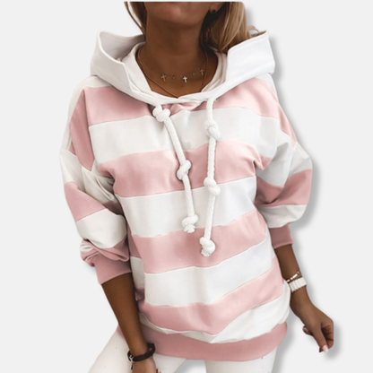 Comfortable Hoodie Relaxed Fit Stripe Design
