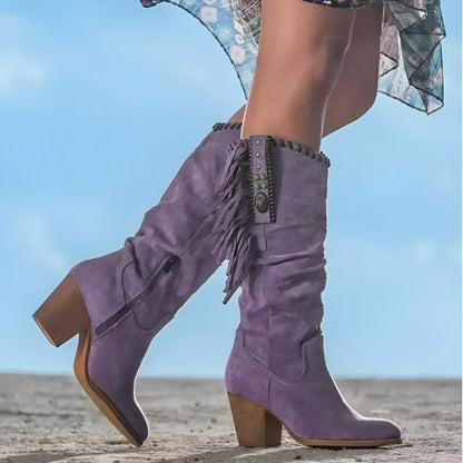 Women's Western Boots Fringe High Heel