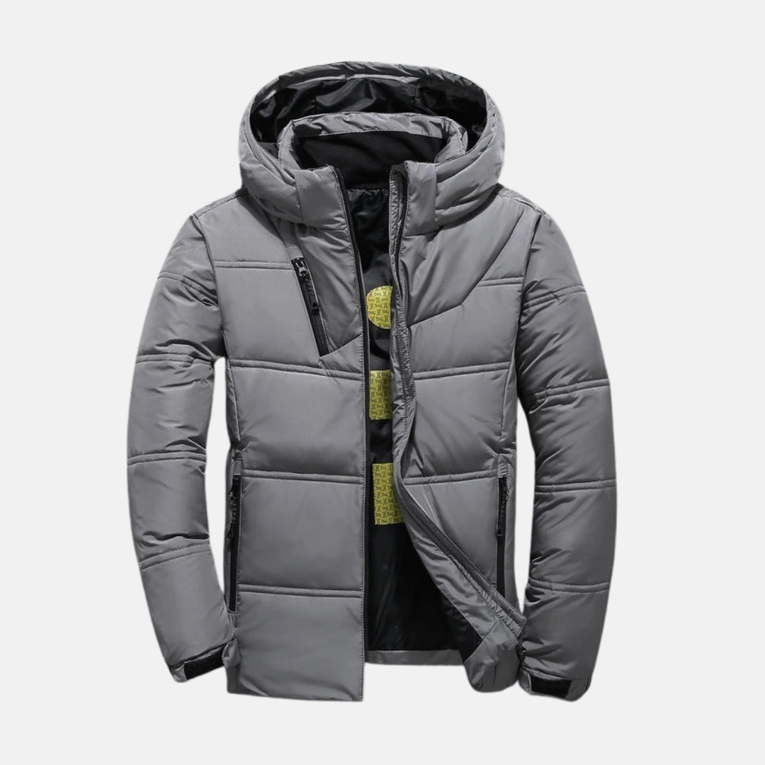 Practical quilted jacket Hood Hip-length