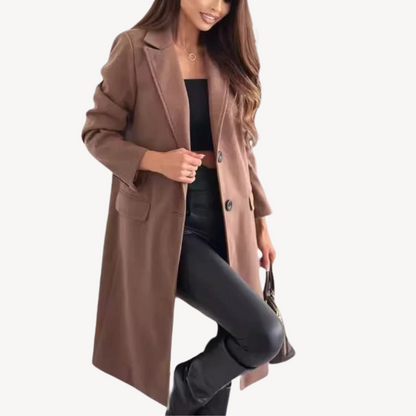 Women's Winter Coat Wool Blend with Practical Pockets