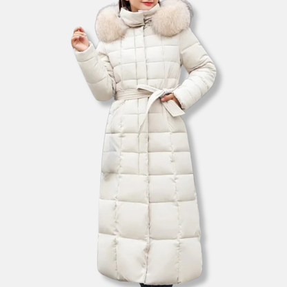Women's Long Quilted Winter Coat with Hood