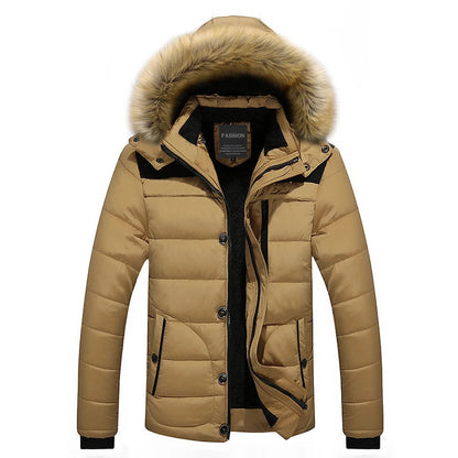 Men's Warm Down Parka with Faux Fur Collar