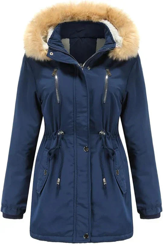 Long Winter Coat with Hood Faux Fur Fleece