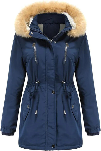 Lovi - Women's Long Faux Fur Hooded Fleece Coat